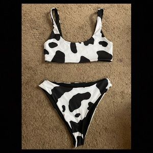 shein high waisted cow print bikini